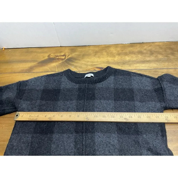 Rails Womens Size Medium Black Plaid Sweater Wool Cashmere Cropped Crew Neck - Picture 5 of 7